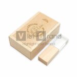 USB pha lê nắp gỗ | Quà tặng công nghệ in logo