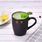 Cốc sứ men đen, thiết kế lòng 6 màu cơ bản 300 - 500ml