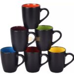 Cốc sứ men đen, thiết kế lòng 6 màu cơ bản 300 - 500ml