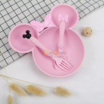 Set bát thìa nhựa lúa mạch hình Mickey