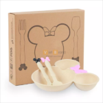 Set bát thìa nhựa lúa mạch hình Mickey