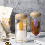 Bình nước thủy tinh BPA FREE nắp tre cách nhiệt 280ML