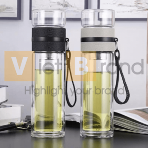 Bình thủy tinh 2 lớp dung tích 500ML kèm lưới lọc trà