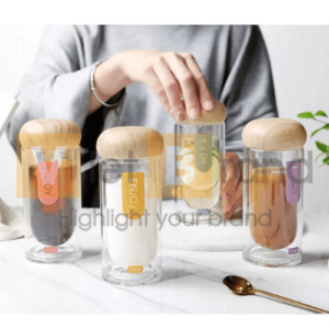 Bình nước thủy tinh BPA FREE nắp tre cách nhiệt 280ML