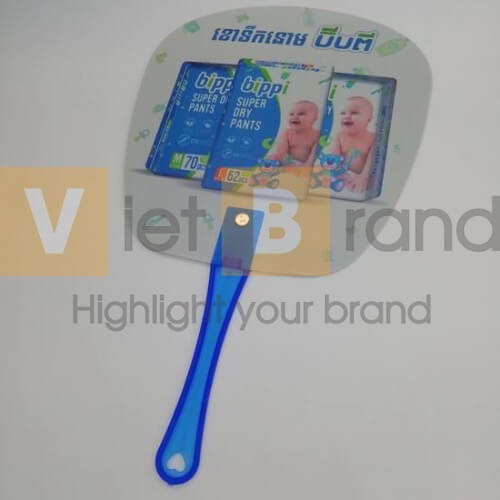 Quạt tròn nhựa cầm tay hỗ trợ in logo doanh nghiệp