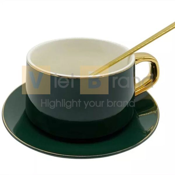 Bộ 2 tách cà phê phong cách Thổ Nhĩ Kỳ có tay cầm bằng vàng