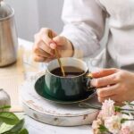 Bộ 2 tách cà phê phong cách Thổ Nhĩ Kỳ có tay cầm bằng vàng