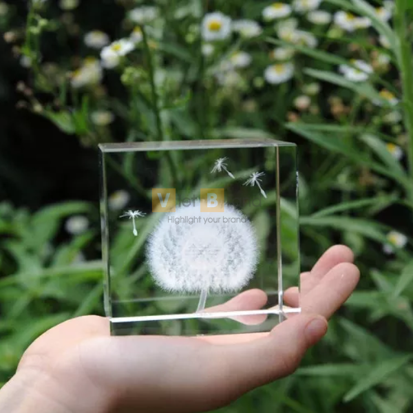 Chặn giấy pha lê 3D hình bồ công anh