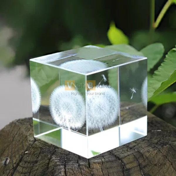 Chặn giấy pha lê 3D hình bồ công anh