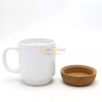 Cốc sứ trắng đế gỗ ép phong cách Bắc Âu