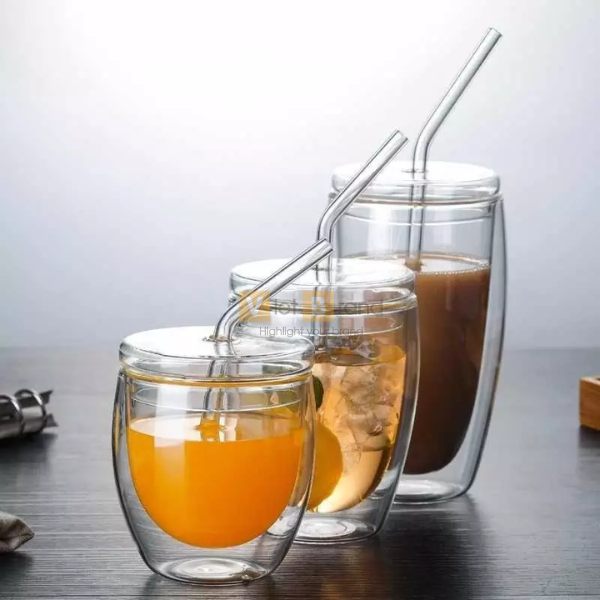 Cốc thủy tinh 2 lớp chịu nhiệt nắp gỗ