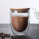 Cốc thủy tinh 2 lớp chịu nhiệt nắp gỗ