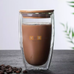 Cốc thủy tinh 2 lớp chịu nhiệt nắp gỗ