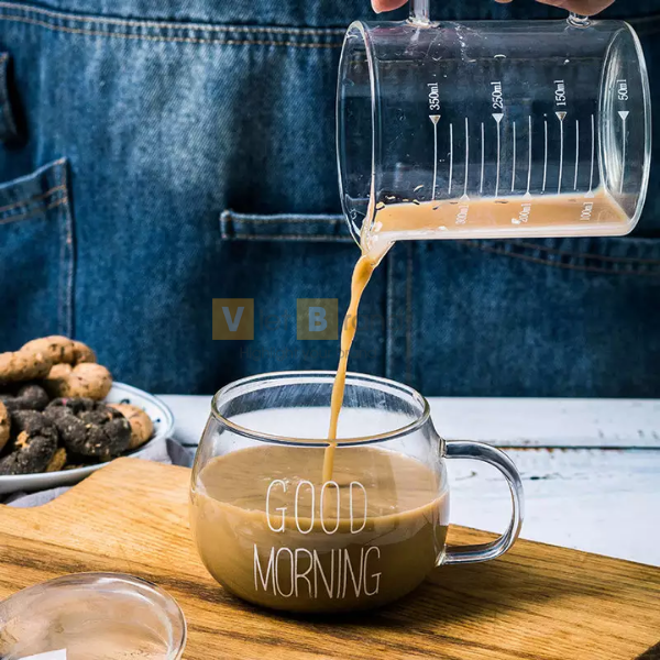 Cốc thủy tinh chịu nhiệt Good morning