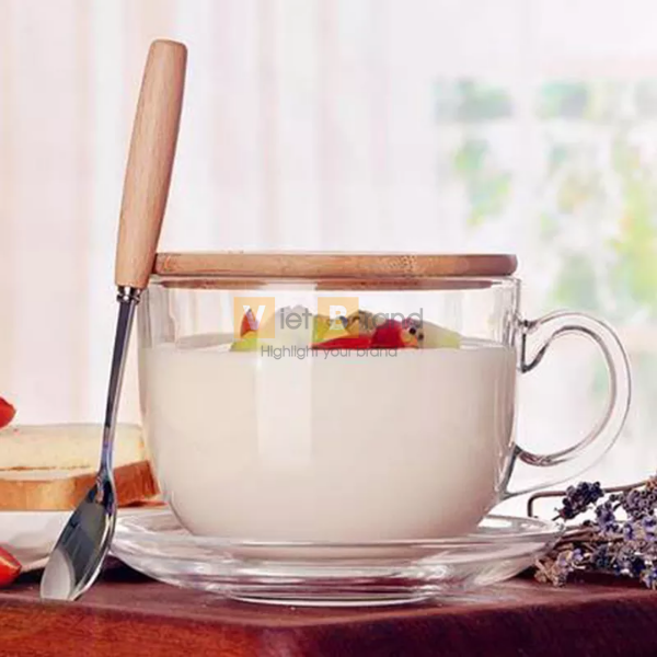 Cốc thủy tinh nắp gỗ ăn ngũ cốc, sinh tố