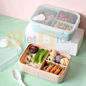 Hộp cơm bento 3 ngăn được làm từ nhựa cao cấp 