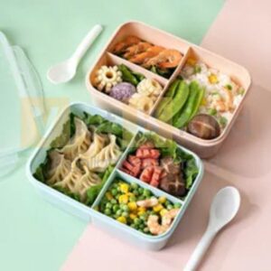 Hộp cơm bento 3 ngăn được làm từ nhựa cao cấp