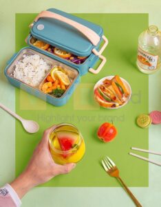 Hộp cơm trưa bento 2 tầng bằng thép không gỉ