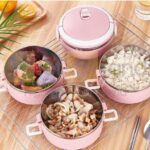 Hộp cơm trưa tách nhiệt 4 tầng được làm từ inox không gỉ