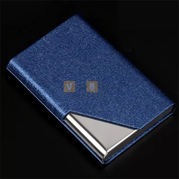 Hộp đựng namecard inox bọc da vạt chéo