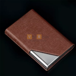 Hộp đựng namecard inox bọc da vạt chéo