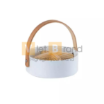 Khay phục vụ bằng gốm có tay cầm bằng gỗ