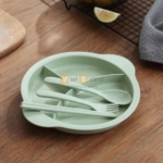 Set bát thìa dĩa lúa mạch 3 ngăn tiện lợi