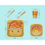 Set khay ăn 5 món bamboo hình động vật