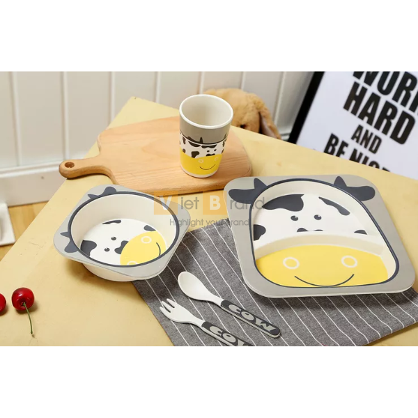 Set khay ăn 5 món bamboo hình động vật