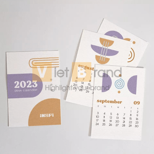 Thẻ lịch hàng tháng để bàn mini 2023 có giá đỡ bằng gỗ