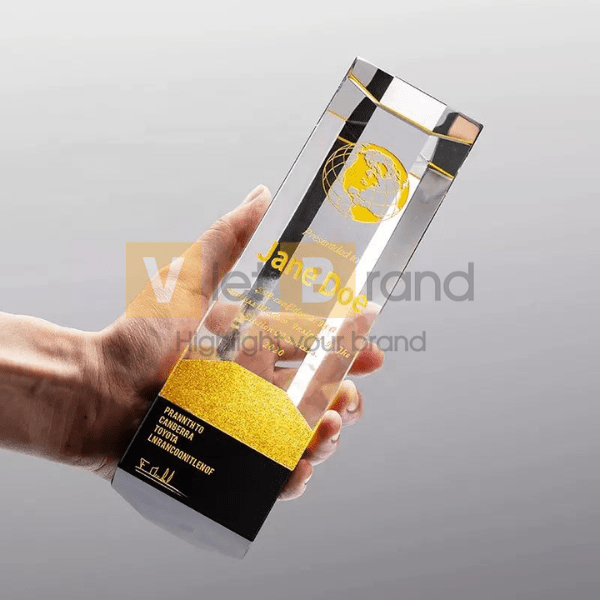 Cúp pha lê thủy tinh đặc biệt khắc laser logo tùy chỉnh