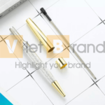 Bút bi kim loại crystal pen hỗ trợ in logo